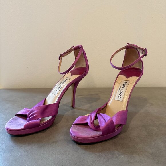Jimmy Choo Pink Satin Sandals - Picture 4 of 7